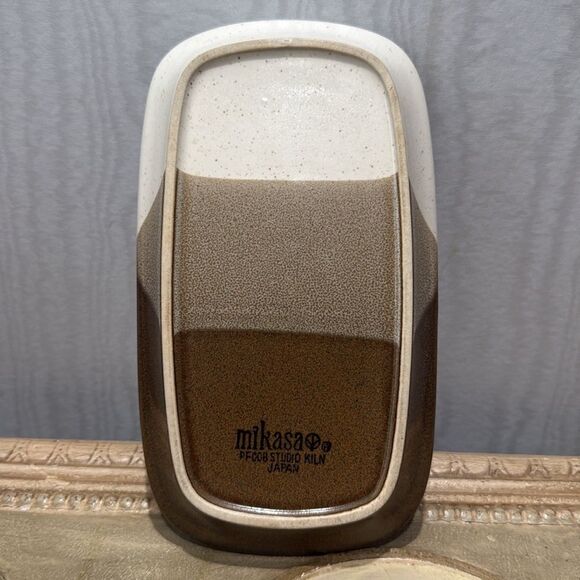 Vintage 70s Mikasa Studio Kiln Stoneware Butter Dish Potters Art Line Ben Seibel - Picture 9 of 14